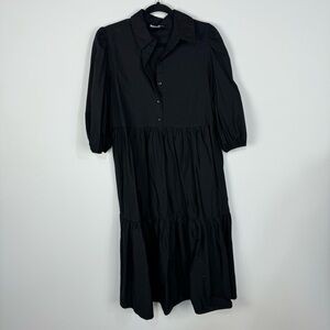 Asos black babydoll midi dress